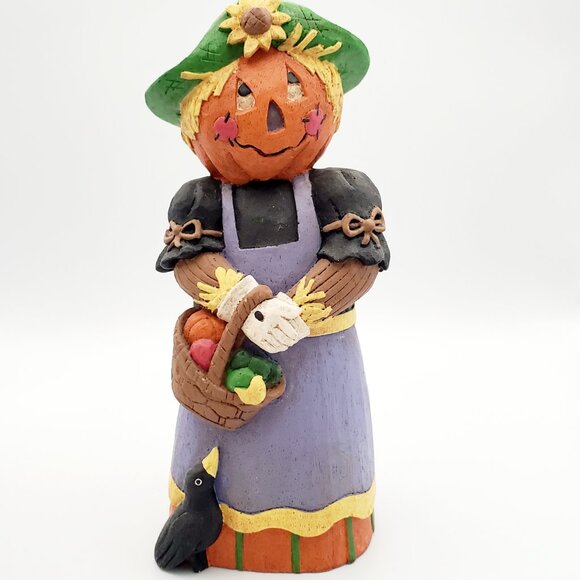 Thanksgiving Halloween Decor Pumpkin Head Scarecrow Figurines Mr. & Mrs. Farmer - Picture 6 of 8